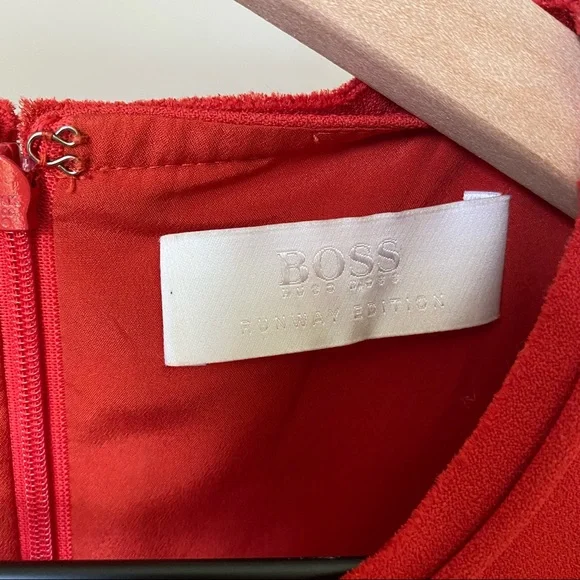 Hugo Boss Red Sheath Mini Dress Crew Neck Sleeveless - Picture 7 of 7